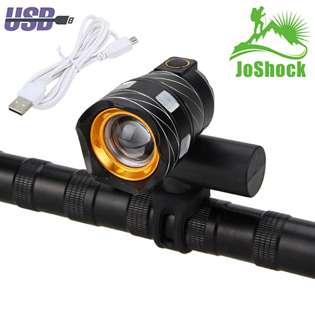 JoShock 15000лм T6 светодиодный велосипедный светильник, велосипедный светильник, передняя лампа, наружный масштабируемый фонарь, головной светильник, перезаряжаемый через USB, задний светильник - Цвет: black only