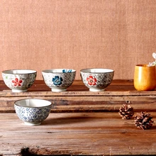 High Quality 4.25”Ceramic Rice Bowl 4 Pattern Designs Japanese Style Dinning Set Tableware Utensils Creative Kitchen