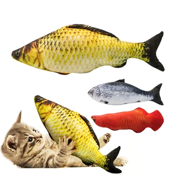 

YVYOO 3 Style Pet Cat Toys Cute Fish Shape Chewing Toy Simulation Stuffed Fish with Catnip Pet Interactive Toy for Cats Kitten