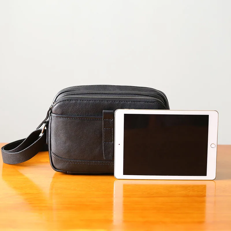 AETOO Handmade shoulder bag men's leather soft leather fashion casual cross section diagonal cross bag men's first layer cowhide