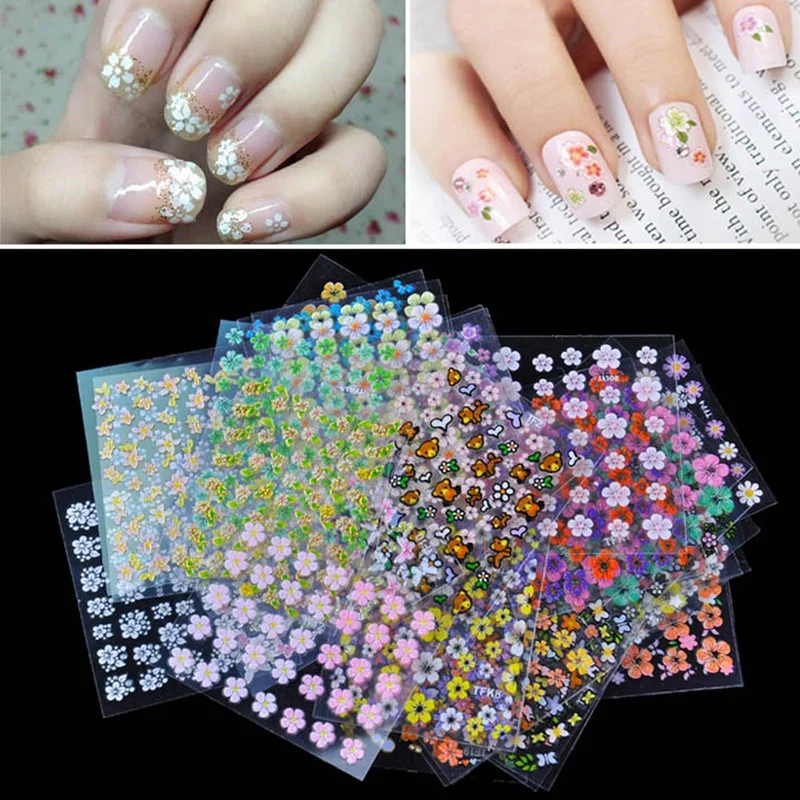 

30 Sheet 3D Mix Color Floral Design Nail Art Stickers Decals Manicure Decoration Beauty Accessories