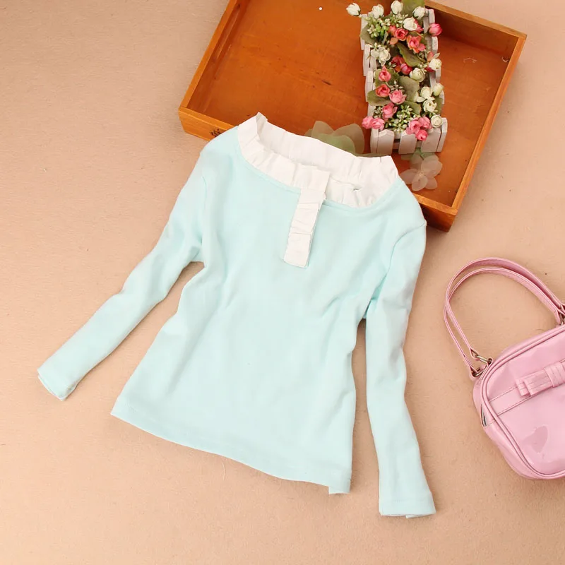 Осенняя одежда для девочек детская одежда хлопковая Детская рубашка блузка для девочек детская одежда 2 цвета Age1-16Y - Цвет: Зеленый