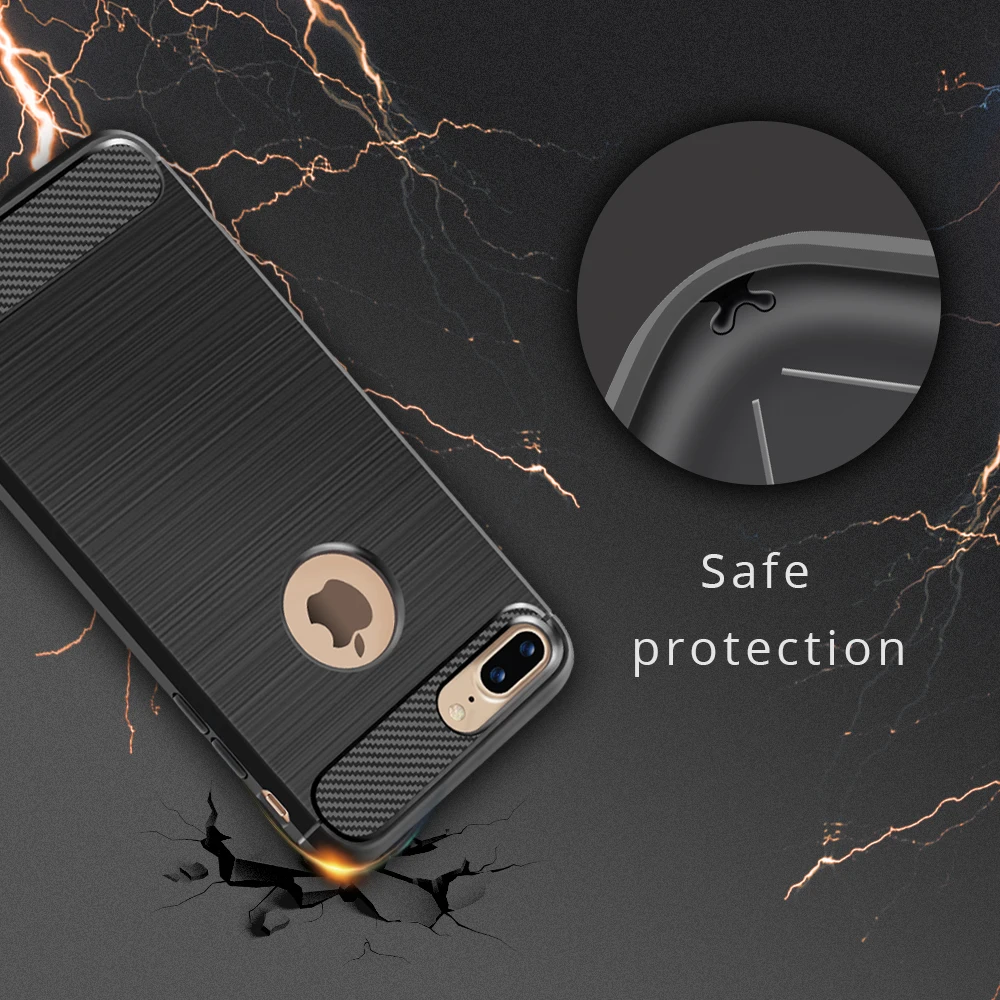 cheap Anti knock TPU Case For iPhone X 7 8 6 6S Plus Carbon Fiber Phone Case Full Coverage Back Case for Apple iPhone 5 5S SE
