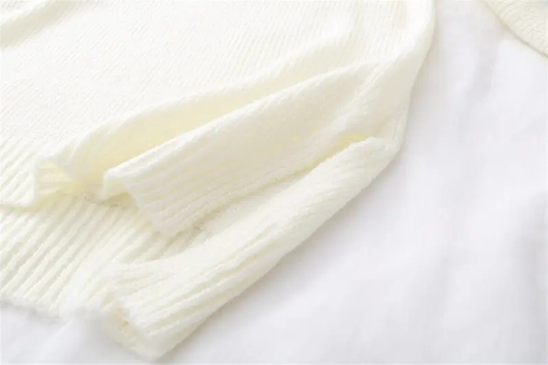Woherb свободные элегантный цветок вышивка пуловеры для женщин белый свитер для Harajuku бисер вязаный джемпер манто Femme Hiver 20263