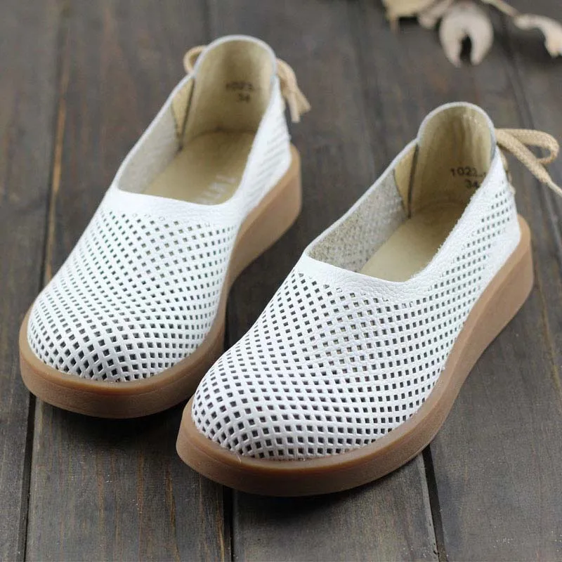 

Original handmade leather casual shoes summer cool leather shoes first layer leather hollow hole female sandals