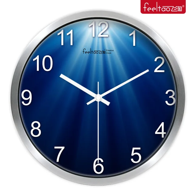 Picture frame wall clock wall clock big circle silent stone clock bluein Wall Clocks from Home