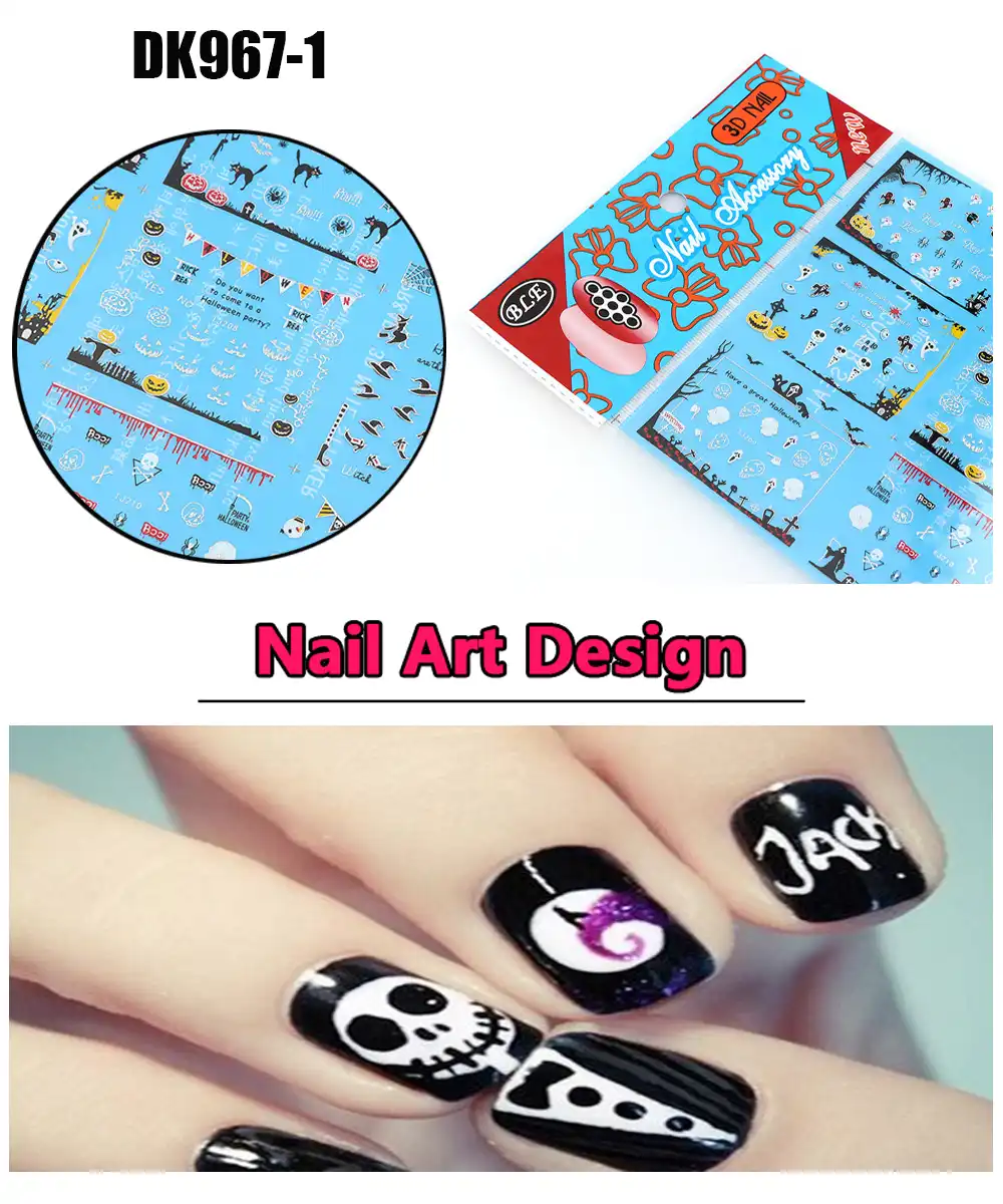 12pcs Halloween Nail Stickers Pumpkin Lanterns Black Cats Witches Zombies Halloween Nail Art Decorations Stickers Dk967 Aliexpress