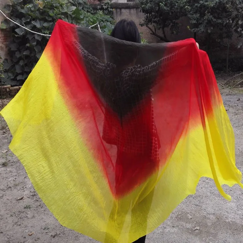 Новое поступление полукругом 100% натурального шелка покрывал для женщин сцены Шелковый Veil реквизит 2.5*1.14 м черный /красный/желтый