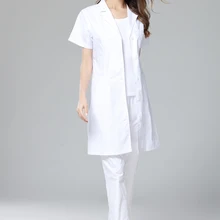 Новинка года, женская летняя униформа с короткими рукавами, против морщин, стоматологическая клиника и ветеринарная больница, белое пальто для доктора