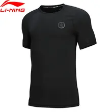 Li-Ning мужские спортивные футболки с подкладкой из 81% полиэстера, 19% спандекса, дышащие, облегающие, ATSN269 MTS2832
