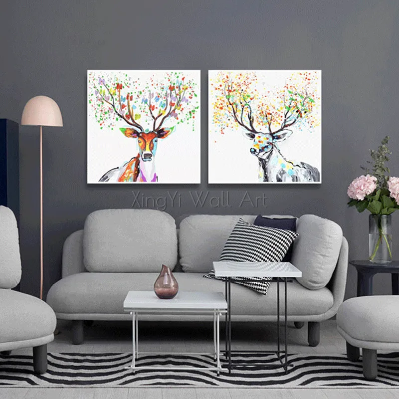 

Pop art Animal canvas painting wall art pictures for living room home wall decor acrylic thick texture Abstract quadro caudro