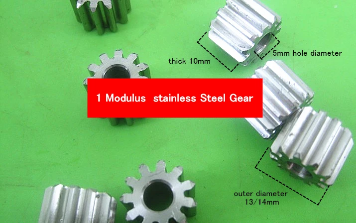 1 модуль 11 зуб 12 зубьев прецизионная Шестерня 5 мм Диаметр отверстия плоская нержавеющая сталь Толщина зубчатого колеса 10 мм