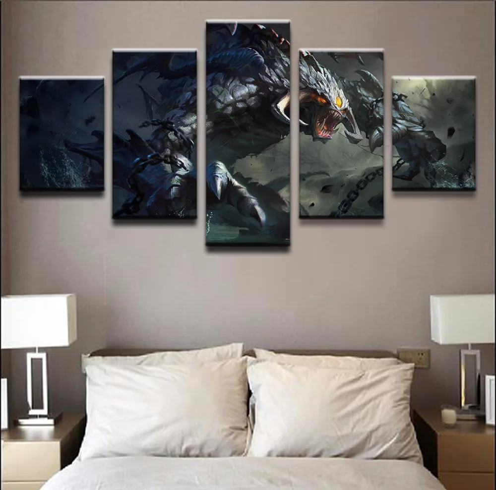 5 Pieces Creature DotA 2 Roshan Canvas Painting Wall Art Home Decorative Modern Canvas Printed Pict