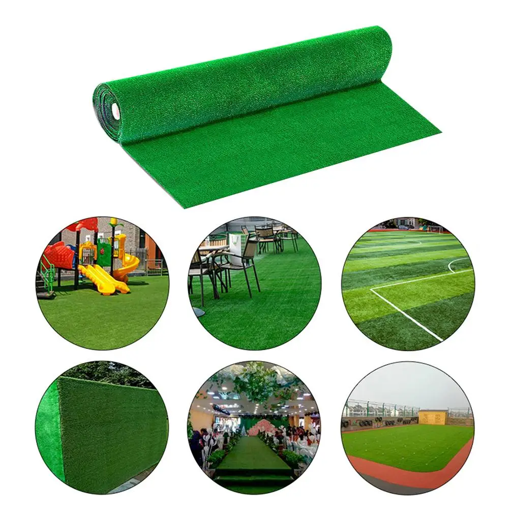 New Artificial Grass Lawn Synthetic Drainage Green Grass Simulation Plants Artificial Turf Set(turf+ Steel Rivet) 1x1M 1x2M