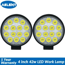 Buy Aslent 4 inch 42W 4200lm Round Led Work Light Bar Spot lamp Headlight For Jeep ATV UAZ SUV 4WD 4x4 Truck Tractor Offroad 12v 24v Free Shipping