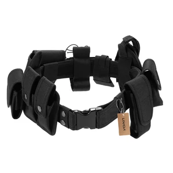 

Lixada Tactical Belt Security Guard Equipment Duty Utility Kit Belt with Pouches System Holster Outdoor Training Black