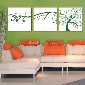 

Big size 3pcs home decor abstract green tree Wall Art picture for living room bedroom wall decor print Painting Canvas art print
