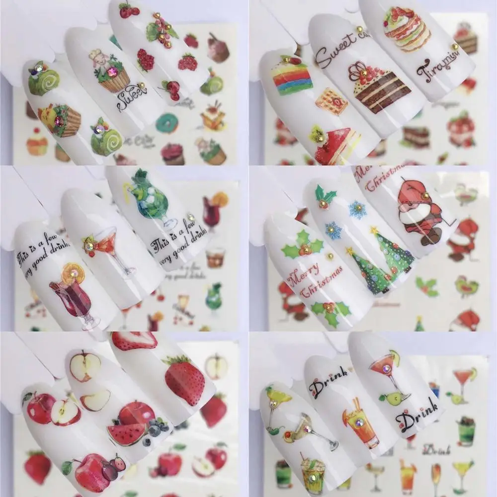 

nail stickers Flowers Plants Fruits Decal Cat Pattern 3D Manicure stickers nail Art