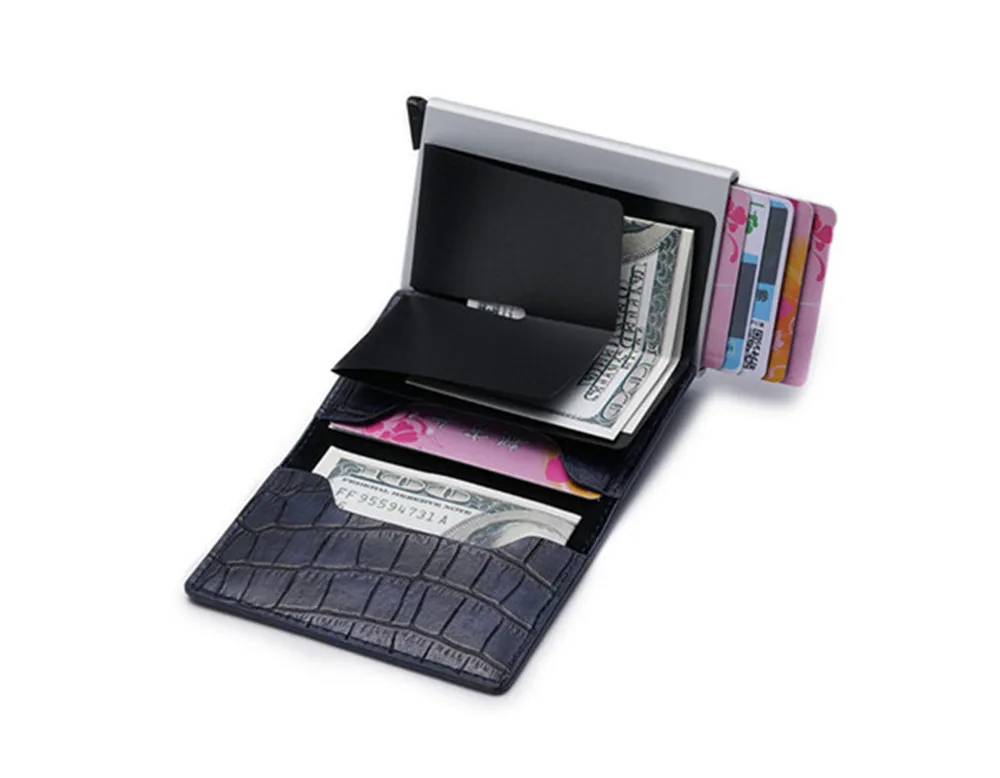 ZOVYVOL анти вор мужской держатель для кредитных карт Блокировка Rfid минималистичный кошелек сумка кожаный деловой ID Metal металлический кошелек