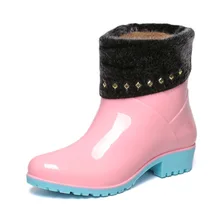 Crystal soft PVC transparent rain boots with rubber soles for ladies fashion boots fashion low barrel water antiskid wading boot