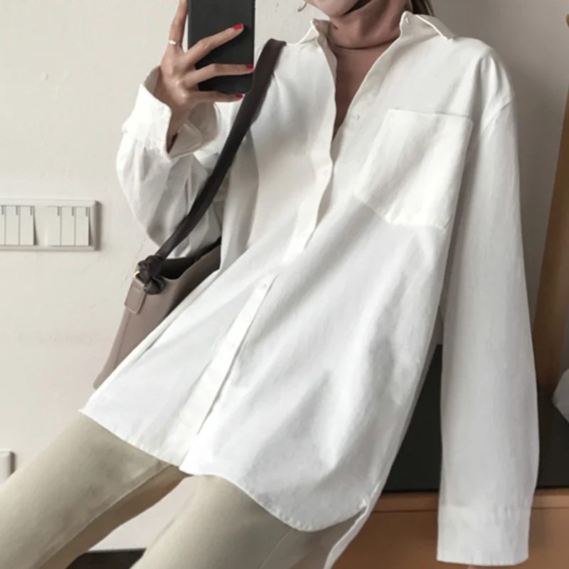 

Womens Cotton Linen White Blouse Shirt Top Office Lady Apricot Long Sleeve Oversized Shirts Female Summer Ladies Loose Maxi Tops