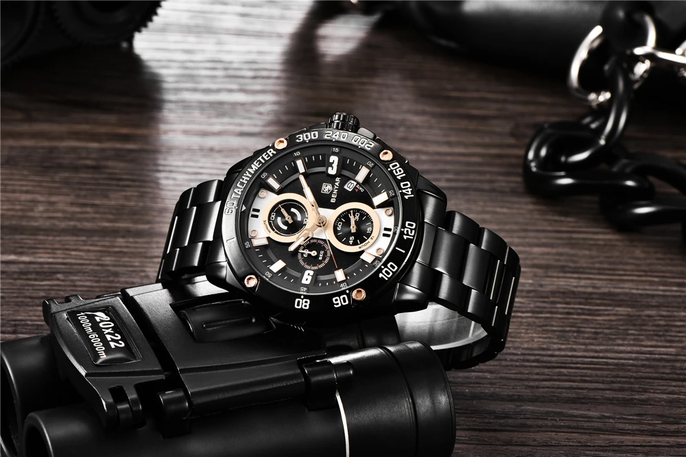 Топ люксовый бренд Мужские часы BENYAR новые модные деловые Часы мужские стальные водонепроницаемые кварцевые спортивные часы с хронографом Relogio Masculino