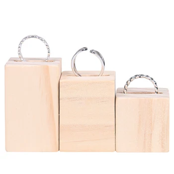 

Square Wood Ring Display Holder with Groove Set of Wood Jewelry Display Tray Ring Stand Jewellery Show Organizer Counter Storage