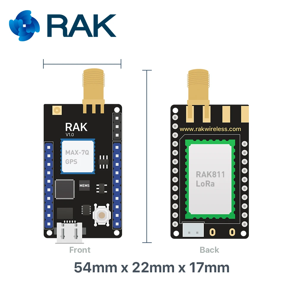 RAK811 LoRa трекер доска Беспроводной удаленного позиционирования MAX 7Q gps модуль MEMS
