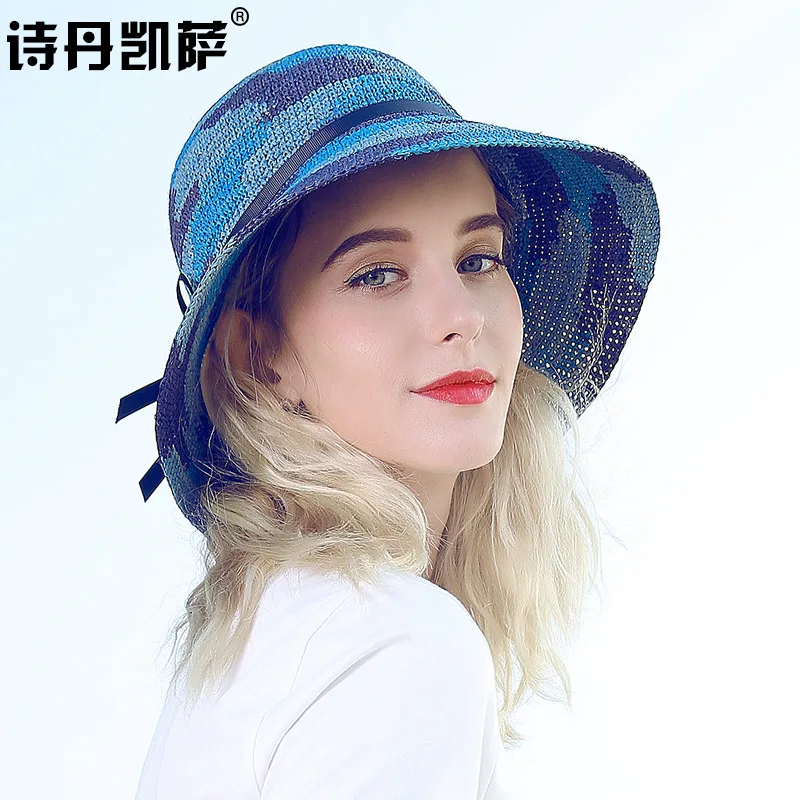 Lady Straw Sun Hats Wide Brim Straw Caps Girls Dome Cap Foldble Summer