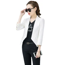 Модные женские короткие блейзеры и куртки, весенние топы, женская одежда с рукавом три четверти и пуговицами, Тонкий Блейзер, необычное пальто