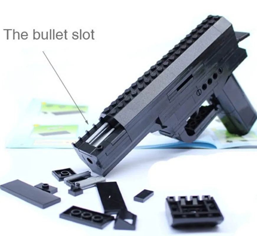 17,5 см строительные блоки пистолет военная полиция Оружие серии сборки пластиковые пистолеты модель может быть запущена детские игрушки A612
