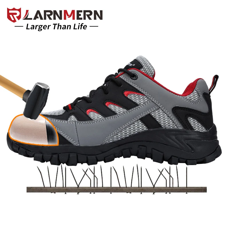 

LARNMERN Men's Outdoor Safety Working Boots Steel Toe Cap Anti-smashing Footwear Breathable Lining Mesh Protective Sneaker