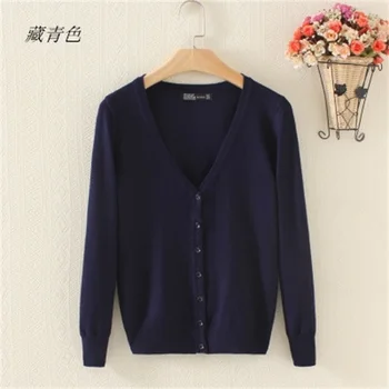 

Spring and Autumn outer V-neck knit cardigan female short paragraph sweater Slim models long-sleeved jacket big yards ride