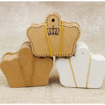 

100Pcs 5.1*4cm DIY blank crown shape Kraft /white/ Paper luggage Tags label Wedding Note Blank price Hang tag