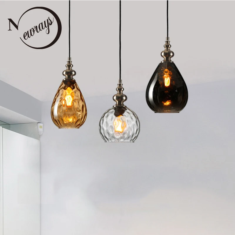  Nordic loft art deco glass pendant light LED E27 vintage modern hanging lamp for bedroom restaurant - 32955625189