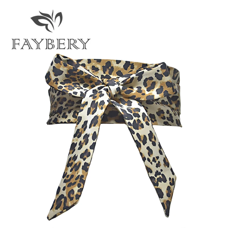 

Western Leopard Print Female Belts for Women Snakeskin Print Party Belt Wide Bowknot Waistband Fashion Clothing Accessories