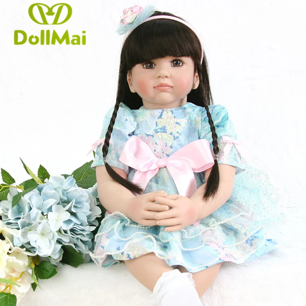 DollMai Изысканный Силиконовый Reborn Baby Doll игрушки 24 дюймов виниловая принцесса Младенцы Куклы Играть Дом игрушка