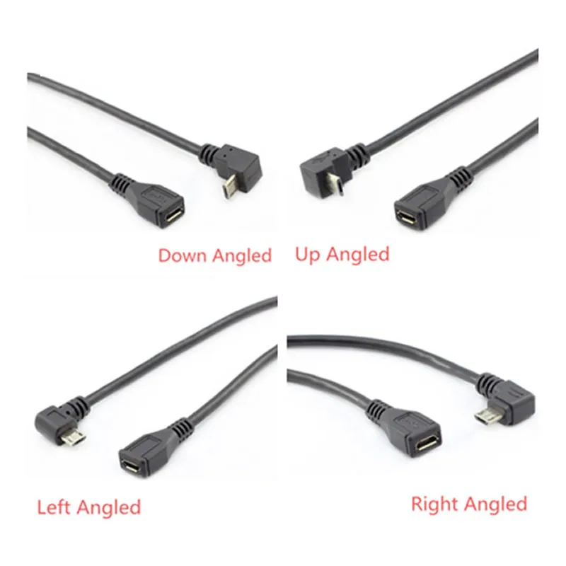 

Micro USB 2.0 5Pin Male to Female to Extension connector Adapter Long plug Connector 90 Degree Right & Left & Up & Down Angled