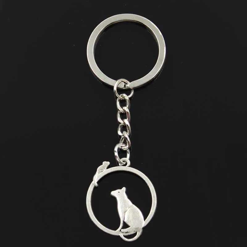 

New Keychain 31x26mm circle mouse Pendants DIY Men Car Key Chain Ring Holder Keyring Souvenir Jewelry Gift
