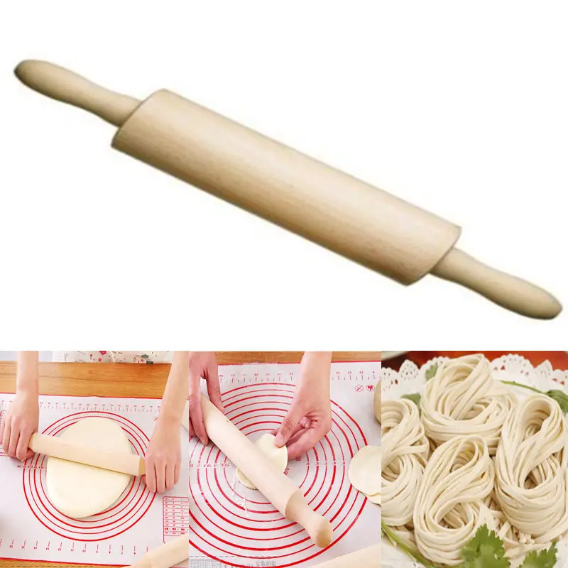 15" Length Wooden Rolling Pin Noodle Dumplings Tool Kitchen Essentials