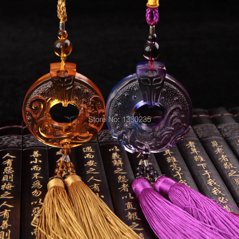 Chinese Fengshui Liuli Crystal Phoenix Figurine Hanging Pendant Tassel Lucky Gifts Amulet Decoration |