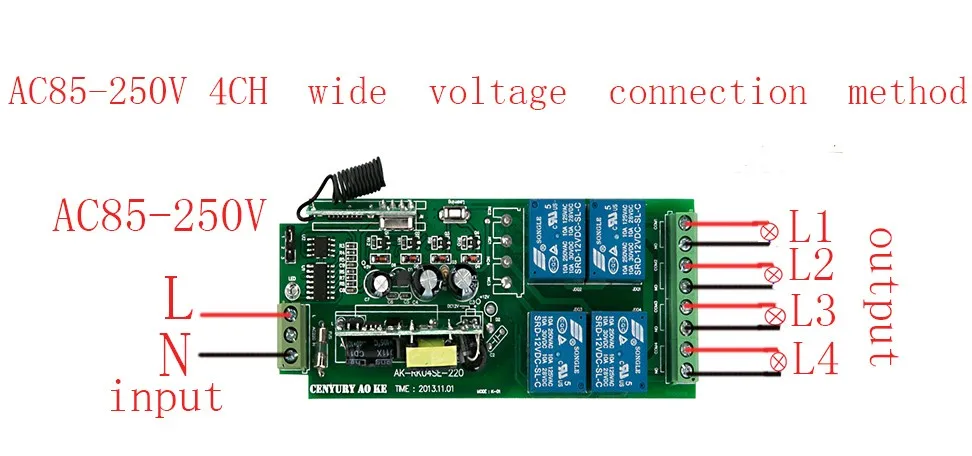 85 v ~ 250 V 110 V 220 V 230 V 4CH RF Беспроводной дистанционного Управление реле безопасности Системы двери гаража завальцовки ворота электрические