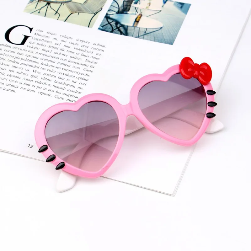 Милая форма сердца очки детские мультфильм лук кошка УФ защитные очки для детей мальчиков девочек солнцезащитные очки защитные детские очки