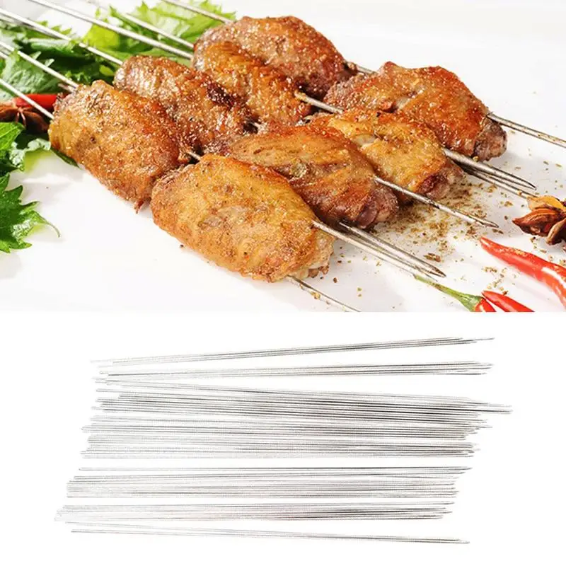 200pcs/lot 30cm Stainless Steel BBQ Needles Sticks Barbecue Grilling