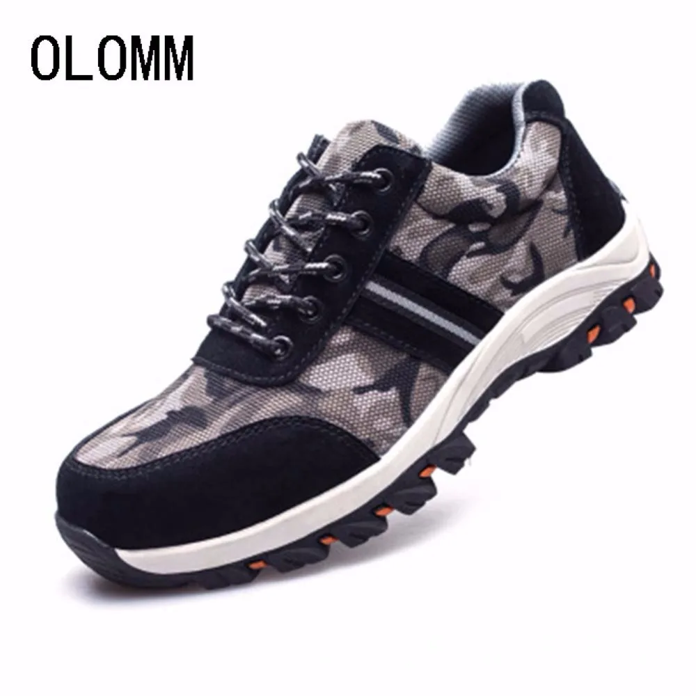 

Mens Labor Insurance Puncture Proof Shoes Men Safety Work Boots Fashion Camouflage Spring Breathable Mesh Steel Toe Casual Shoes