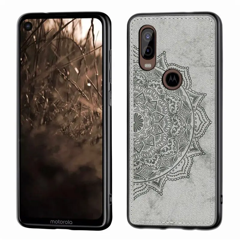 

Fabric Case For Motorola Moto One Vision Cloth Magnetic Car Hold Soft Silicone Frame Shock Proof Back Cover For Moto P40 Cases