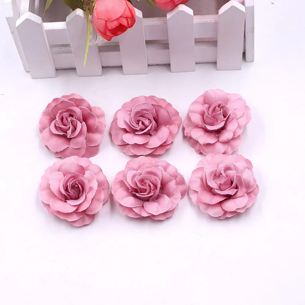 10 pz/lotto seta artificiale Mini rosa testa di fiore decorazione della casa di nozze ghirlanda fai da te Scrapbook confezione regalo mestiere fiore falso