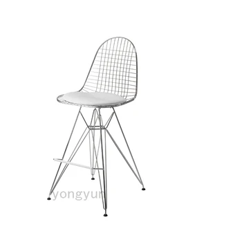 

Minimalist Modern Design Metal Steel Wire creative dining chairs Bar Chair Wire Stool Living Room Counter Leisure Stool - 2PCS