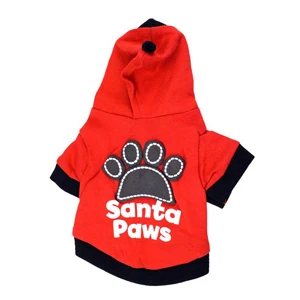 Хлопковая футболка с Санта-Клаусом для собак, костюм для собак с капюшоном, летняя футболка для щенков, костюм для кошек, собак, маленьких домашних животных - Цвет: Красный