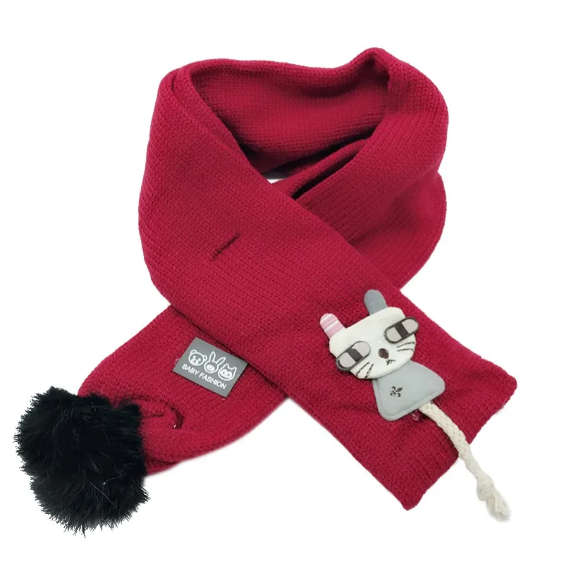 Kid Scarf Baby Girls Scarves Toddler Cartoon Knit Winter Warmer Muffler